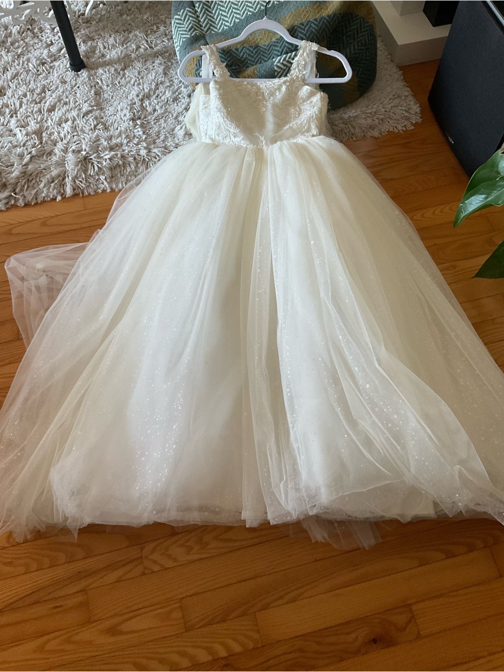 Ivory Tulle Flower Girl Dress with Sparkle Bodice